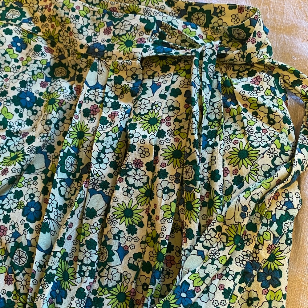 Scotch & Soda x Free People Skirt Women's Green Floral Wrap Midi Small - Picture 6 of 10